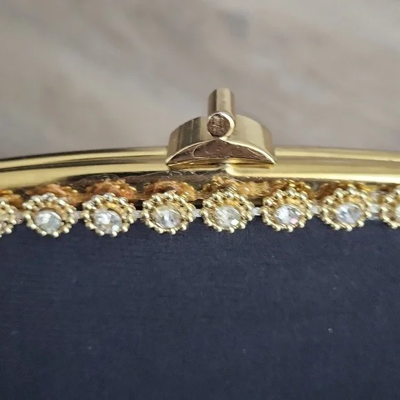 Vintage Black Clutch with Rhinestone trim - Picture 9 of 13